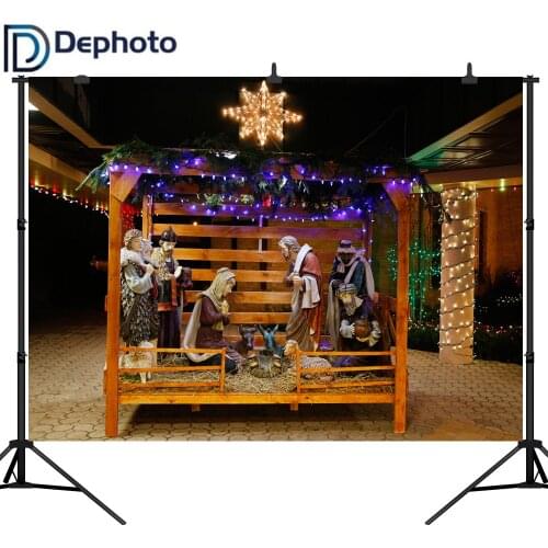 Dephoto Christmas Jesus Nativity Scene Photography Backgrounds Vinyl New Year Home Decoration Camera Backdrops For Photo Studio