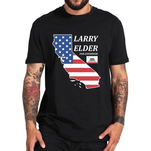 Larry Elder for Governor T Shirt American Radio Host T-Shirt Comfortable Crew Neck EU Size Tee 100% Cotton
