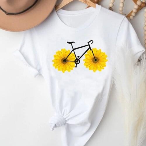 T-shirts Women Sunflower Funny Cartoon Fashion Spring Summer Printing Clothes Stylish Tshirt Top Lady Print Girl Tee T-Shirt