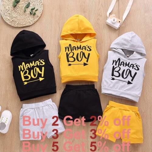 Baby Boy Clothes Set Newborn bebe kids Hooded Suit Summer Mamas Boy Print Short Sleeve Clothing 2PCs Hoodie Shorts