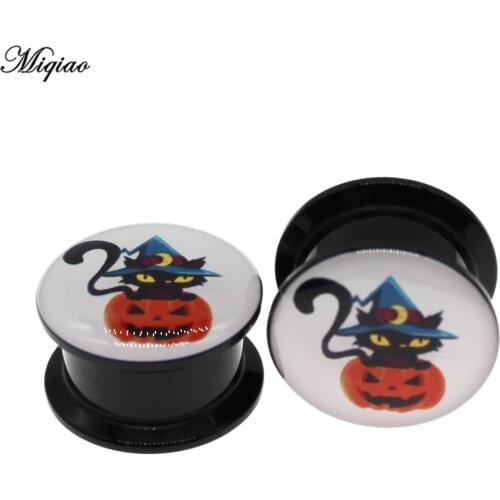 Miqiao 2pcs Fashion Exquisite Pumpkin Acrylic Pulley Ear Expansion Halloween Jewelry 6mm-25mm Piercing Jewelry