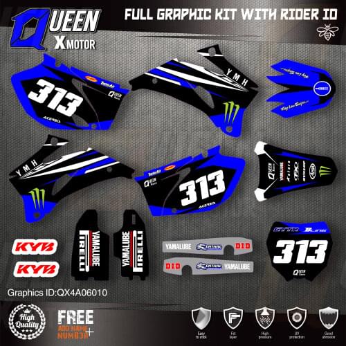 QUEEN X MOTOR Custom Team Graphics Backgrounds Decals 3M Stickers Kit For YAMAHA 2006-09 YZF250 450 010