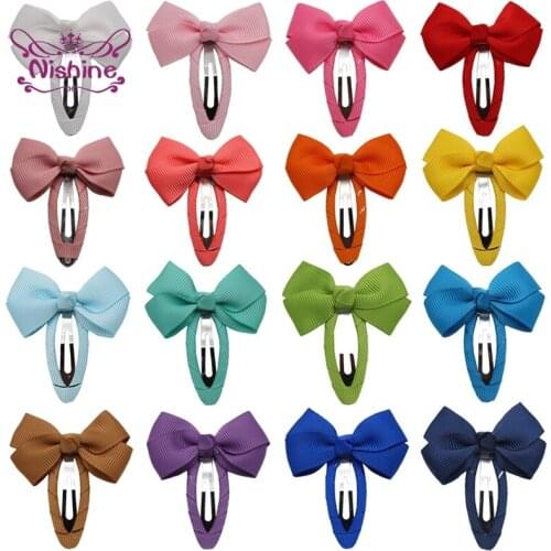 Nishine 2pcs/lot Candy Color Handmade Bowknot Baby Bangs Hairpin Fashion Princess Hair Clips DIY Clothing Decoration Photo Props