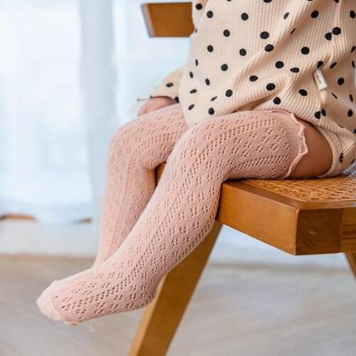 Lawadka 2021 New Summer Mesh Thin Baby Girl Boy Long Socks Cotton Soild Kids Knee High Soft Sock For Girls One Size Length 33cm