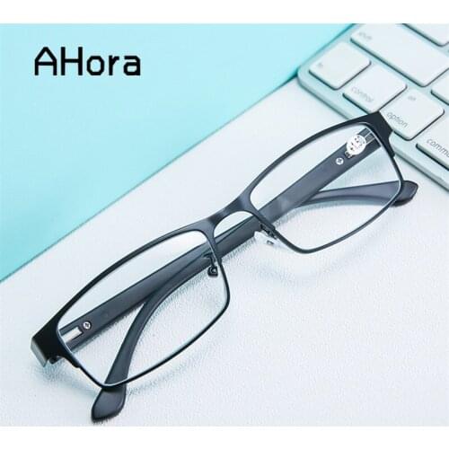 Ahora TR90 Metal Square Men Business Reading Glasses for Reader Simple Presbyopic Eyewear With Diopter +1.0 1.5 2.0 2.5 3.0 3.5
