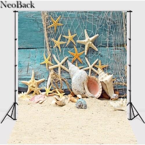 NeoBack 5x7ft Poly Vinyl Summer Sea Beach View Photo Backgrounds Photo Studio Indoor Computer Printed Children Backdrops P2284