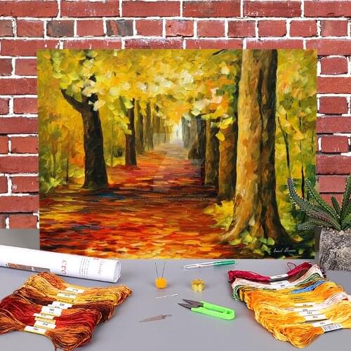 Mistery Alley Printed 11CT Cross Stitch Full Kit DIY Embroidery DMC Threads Handicraft Knitting Needlework Hobby Different