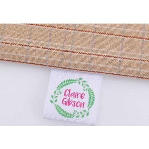 Custom Clothing Labels , Personalized Brand, Cotton printed Tags, Handmade label, Logo or Text, wreath (MD0349)
