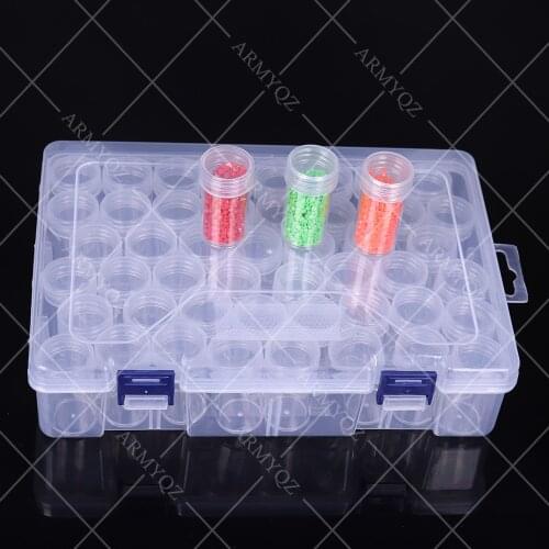 28/44/45/46/47/48 Bottles Box Transparent Container Case Diamond Painting Accessories Diamond Embroidery Beads Storage Box Tools