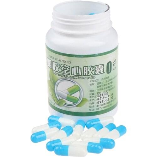 100Pcs Empty Hard Gelatin Capsule Size 0# White&Green Gel Medicine Pill Vitamins Personal Health Care Pill Cases Splitters