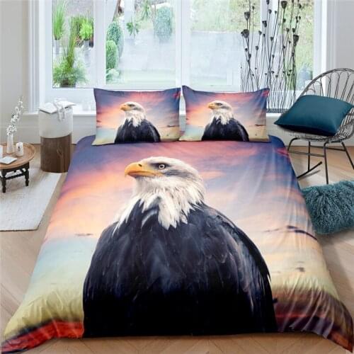 Luxury 3D Eagle Print 2/3Pcs Kids Bedding Set Comfortable Duvet Cover Pillowcase Home Textile Queen and King AU/EU/US Size