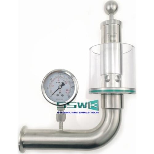 Sanitary Tri Clover Clamp Stainless Steel SS304 Pressure Relief Valve Spunding Bunging Device with Manometer Beer Brew