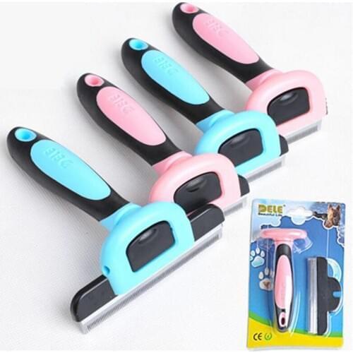 Removable Pet Comb Clean Shedding Tool Thinning Grooming Brush Dog Hair Trimmer For Dog Cat Self Cleaning Grooming Hair Comb