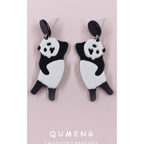 Fashion new lovely cartoon panda acrylic pendant earrings 2021 cute girls party Latest Model Fashion Jewelry