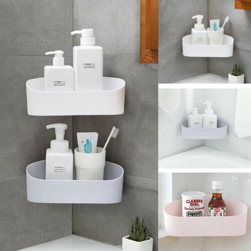 Bathroom Punch-Free Corner Shower Shelf Rack Wall-hung Kitchen Storage Rack Self-adhesive Organizer Wall Shelf