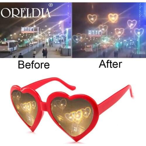 Love Heart Shaped Effects Glasses Watch The Lights Change To Heart Shape At Night Diffraction Glasses Women Fashion Sunglasses