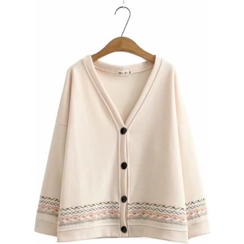 Cardigan for women 21021 spring autumn embroidery Womens Sweater oversize Beige blue pink red black Top women