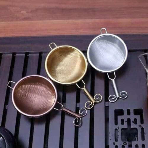 Creative double stainless steel tea filter, tea leak filter, Japanese handmade tea funnel, kungfu tea set