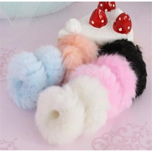 1PCS Harajuku Cute Fur Pom pom Balls Hair Scrunchies Rubber Elastic Hair Bands Lolita Accessory B1302