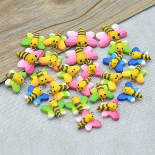 20PCS/Pack Randomly Mixed Kawaii Handmade Clay Bees,Jewellry accessories,D.I.Y Supplies