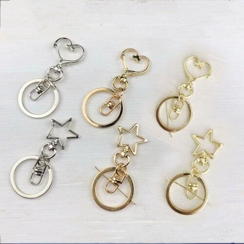 3pcs star heart-shaped keychain three-piece keychain 10pcs key ring accessories gift hanging buckle