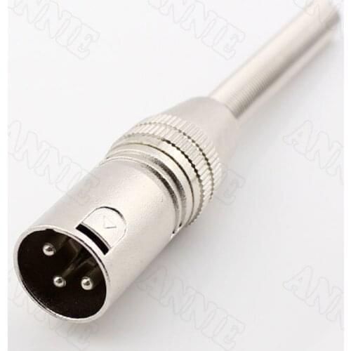 50pcs/lot KTV Microphone Connector Male XLR Socket With Long Tail Spring 3 Pin Plug Adapter
