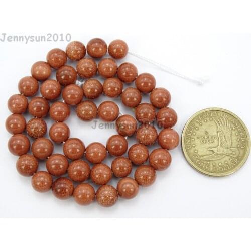 8mm Natural Gold Sand Gems stone Round Spacer Loose Beads 15'' Jewelry Design 10 Strands/Pack