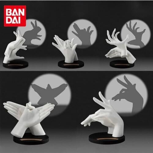 Bandai Genuine Gashapon Shadow Paintings Hand Hand Shadow Animal Rabbit Deer Dog Bird Anime Action Figures Ornaments Toys