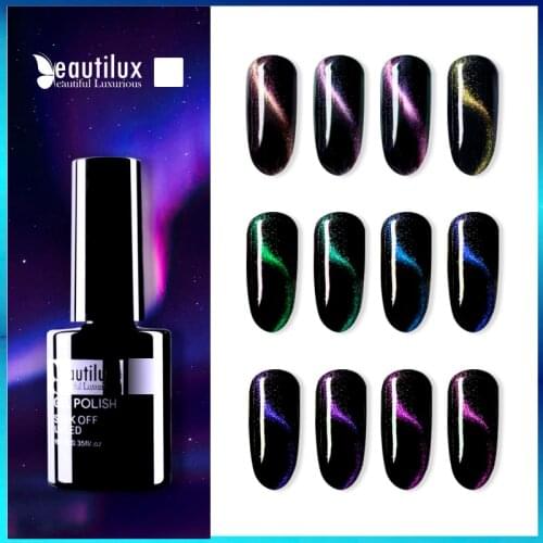 Beautilux 4D Chameleon Cat Eye Gel Nail Polish Nails Art Design Magnetic Cats Eye Gels Varnish Semi Permanent Nail Lacquer 10ml