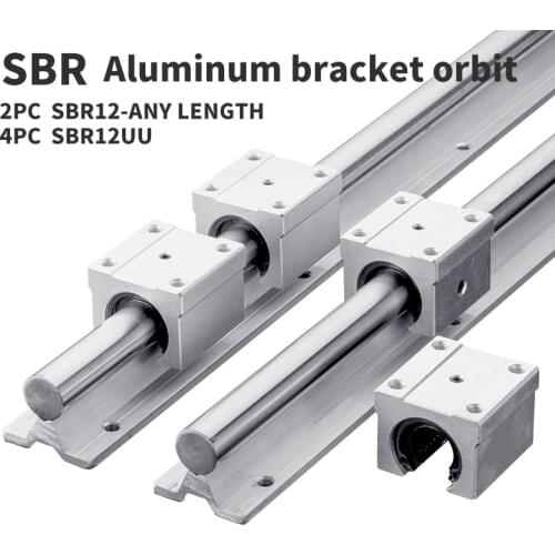 Linear guide slide block 2Set SBR12 300 400 600 800 mm fully supported linear guide slide shaft, 4Pcs SBR12UU bearing block