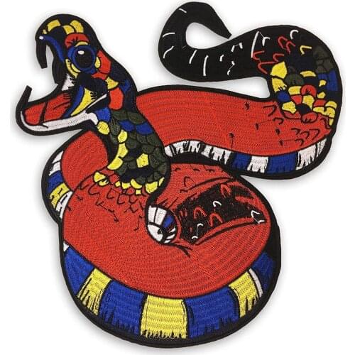 Animal Snake Large Patch Punk Hippy Crzay Python Embroidered Cool Iron on Patch for Biker Motorcycle Jacket Vest
