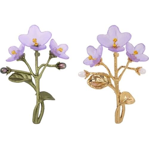 CSxjd Genuine version High quality Metal bronze Violet brooch Natural pearl Vintage brooch Womens wedding accessories