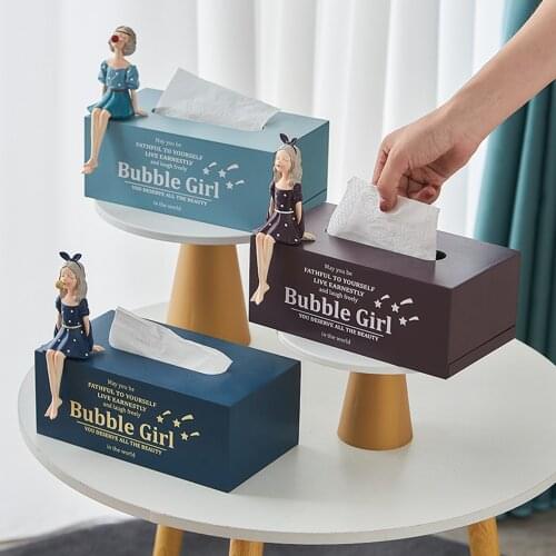 Nordic Decorative Tissue Box Wooden Napkin Holder Girls Room Desktop Decoration Tissue Box Decorative Storage Boxes Home Decor