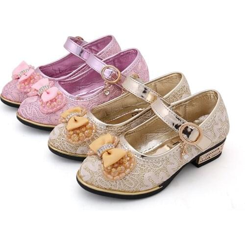 Childrens Princess Soft-soled Flats Autumn 2021 Girls' Leather Shoes Spring New Pattern Bow-knot Shoes Sweet for Wedding Party