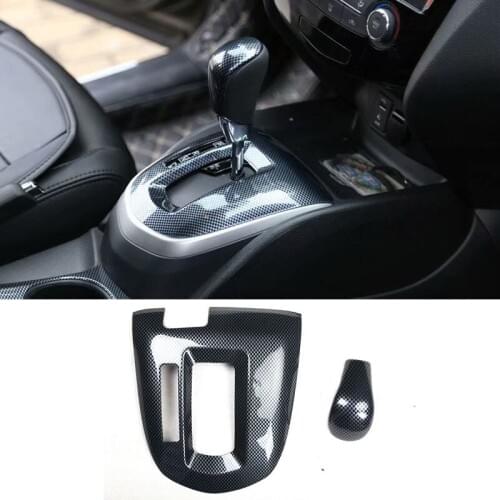 For Nissan Qashqai 2016 LHD Car Gear Shift Knob Head Box Decoration Cover Trim Stickers Interior Car Styling ABS Carbon Fiber 2x