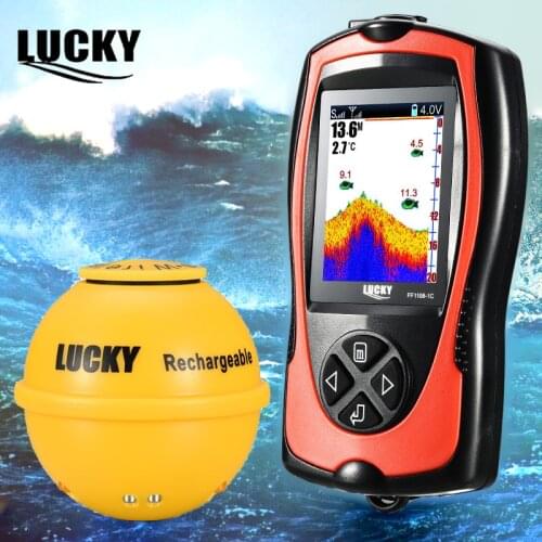 Lucky FF1108-1CWLA Sonar Fish Finder Wireless Boat Fishing Sensor Alarm Portable Fishfinder Echo Sounder Fish Radar Equipment