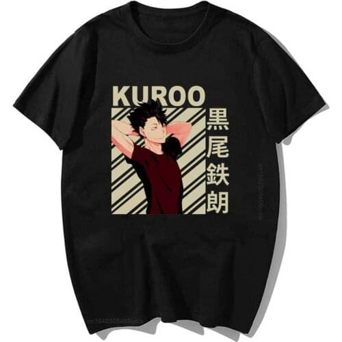 Haikyuu Tetsurou Kuroo T Shirt Men Kawaii Tops Cartoon Karate Graphic Tees Tee Shirt for Men Unisex Harajuku Shirt Breathable