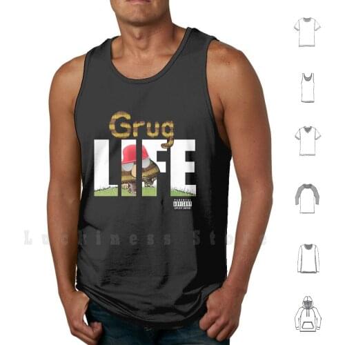 Grug Life Tank Tops Vest Sleeveless Grug Thug Street Crime Gang Rap Hip Hop Police Gun Drug Cap Fool Ghetto Projects Blast