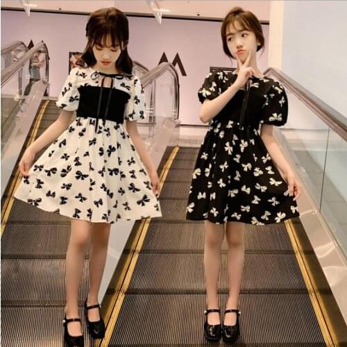 2021 Korea style girls 2 pcs set floral dress+vest cotton fashion summer girls suit 6-11t B384