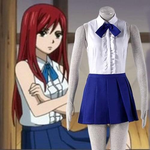 Comic Anime FAIRY TAIL Cosplay costumes Erza Scarlet Cosplay Costume Dress Women Girls Party halloween Carnival Pleated Dresses