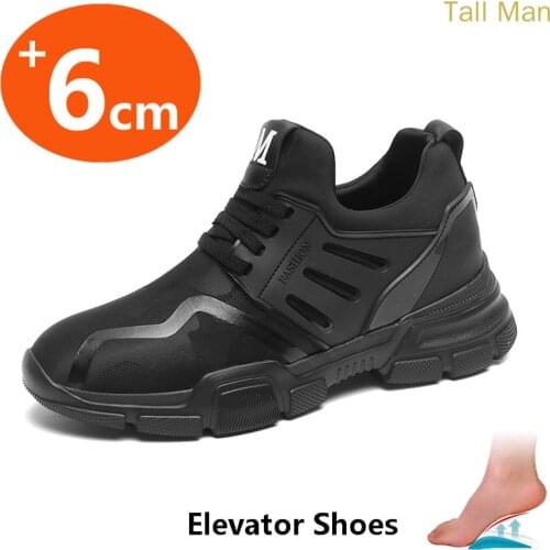 Sneakers Heightening Shoes Elevator Shoes Height Increase Shoes Leather Shoes Insoles 6CM Mesh Shoes