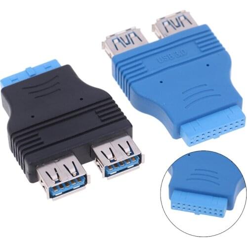 Motherboard 2 Ports USB 3.0 A Female to 20 Pin Header Connector Adapter Compatible Data Transfer Rate of 4.8 Gbps