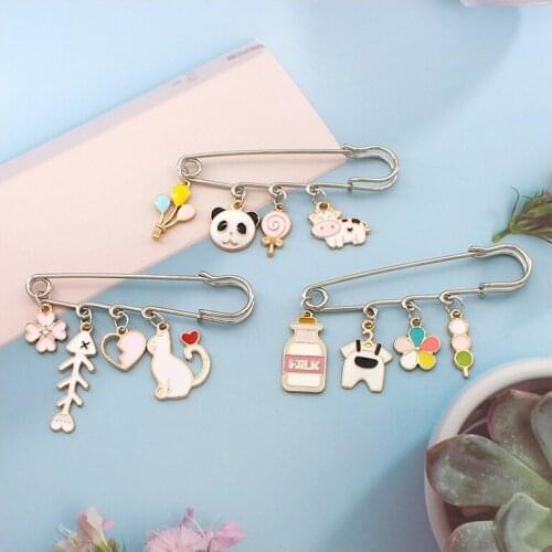 Cute Panda Lapel Pins Cartoon Kitten Animal Brooch Women Hat Pin Men 's Jackets Backpack Badge Enamel Metal Brooches Wholesale