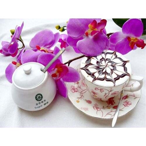 Flower Orchid DIY Cross Stitch Embroidery 11CT Kits Needlework Craft Set Printed Canvas Cotton Thread Home Decoration Design