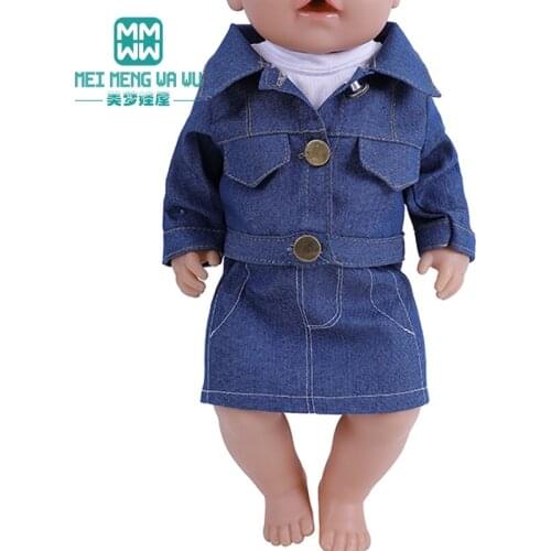 2021 NEW 17inch 43-45cm Baby Toys new born Doll Clothes Fashion denim jacket suit, shoes Girls gift