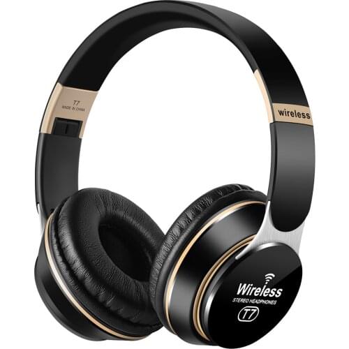 Portable Wireless Headphones T7 Wireless Bluetooth HiFi Stereo Over Ear Wired Headphone Headset with Microphone Support TF Card