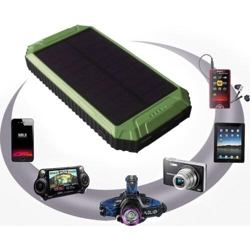 PowerGreen Battery Energy Supplier Solar Charger 10000mAh Carabiner Design Solar Power Bank Panel External Charging Bank