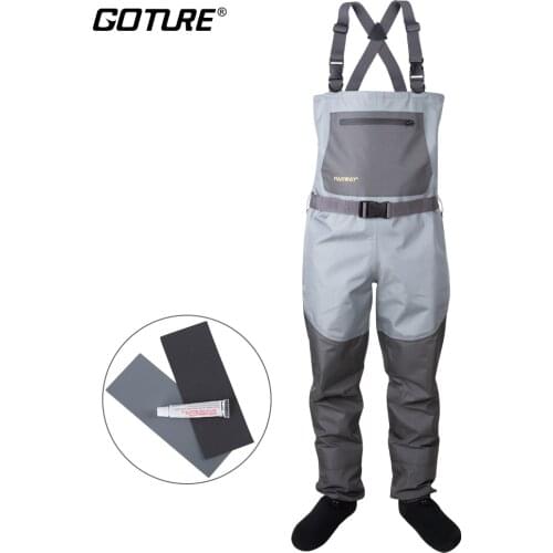 Goture Maxway Durable Fly Fishing Chest 100% Waterproof Breathable Fishing Waders for Men and Women Size S M L XL XXL Clothes
