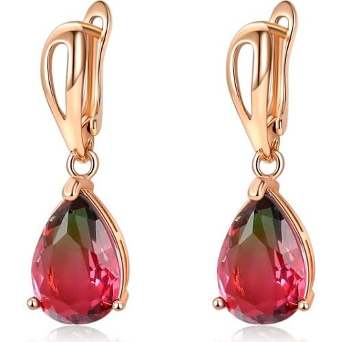 925 Silver Tourmaline Water Drop Pendant Earring Charm Jewelry Carved Amulet Gifts for Her Women