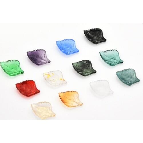 100Pcs Glass Leaf Beads 16x23mm Gradeint Color Glazed Crystal Baroque Pendant for Jewelry Making Necklace Earrings DIY Wholesale